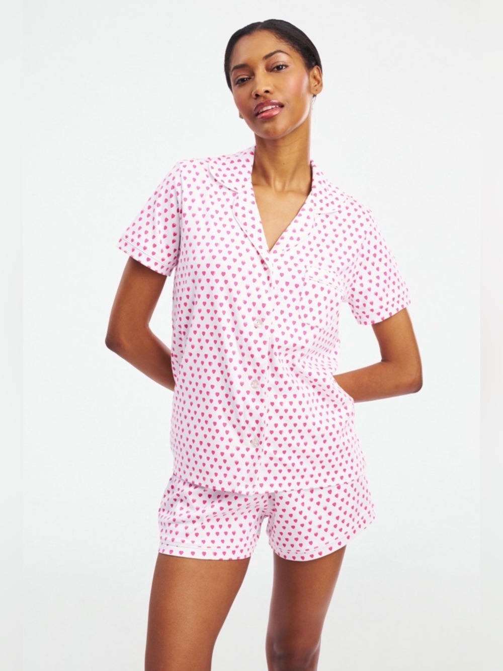 Roller Rabbit Hearts Polo Pajamas in Pink NEW